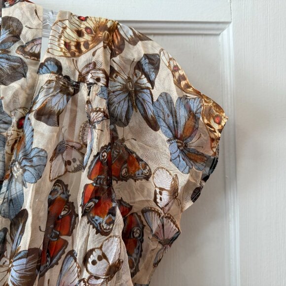 Anthoropologie | Butterfly-Print Tied Silk Top - Picture 4 of 11